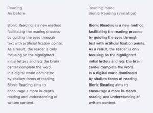 The bionic reading method