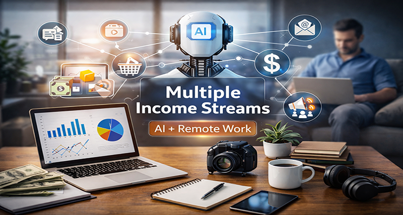 Multiple income streams using AI and remote work opportunities