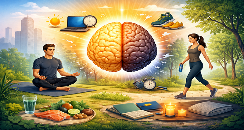 Stress reduction and mental focus routine for productivity