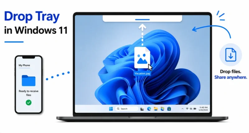How to use the Drop Tray in Windows 11 beginner step by step guide