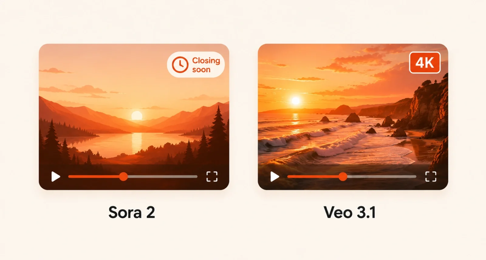 Sora 2 versus Veo 3.1 side-by-side comparison in 2026