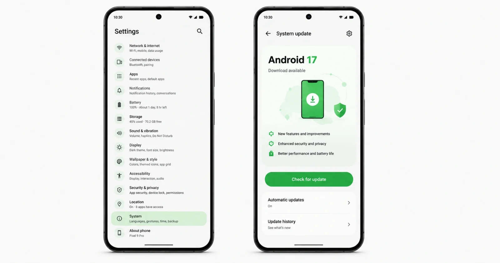 How to update to Android 17 system update settings screenshot step by step