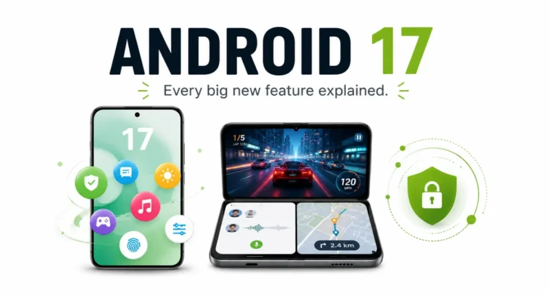 Android 17 new features Bubbles foldable gaming security explained featured graphic