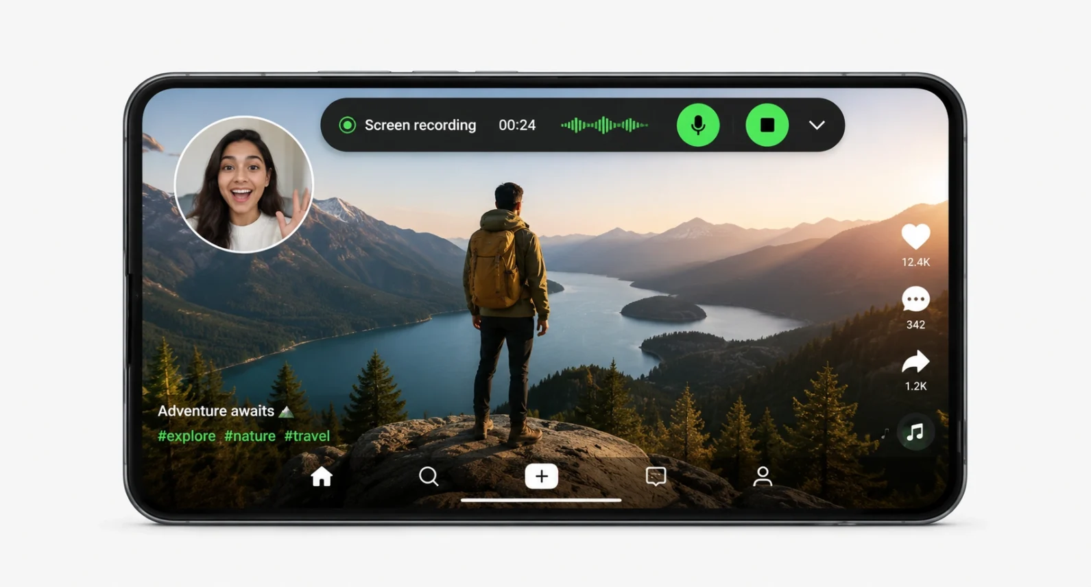 Android 17 Screen Reactions record screen and selfie camera screenshot