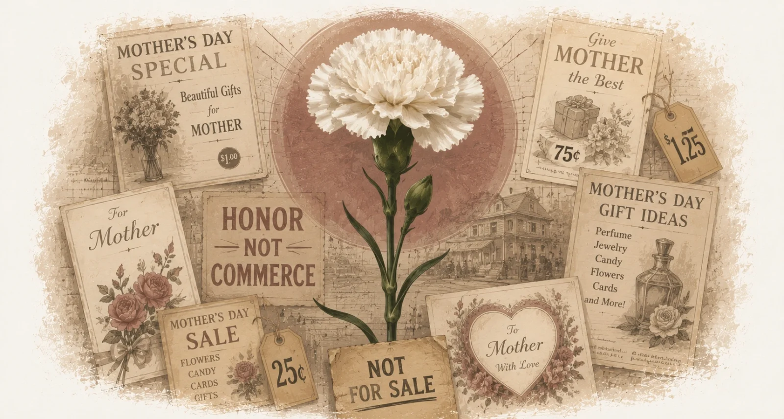 Anna Jarvis protest against Mother's Day commercialization illustration