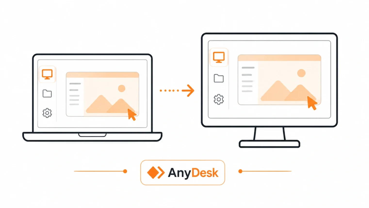 AnyDesk remote desktop connection between two computers illustration