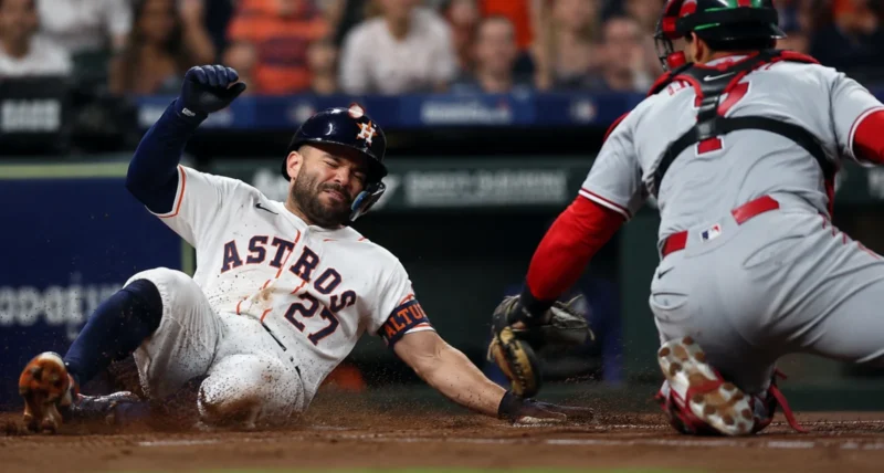 Astros beat Angels 5-4 in 10 innings on a play at the plate