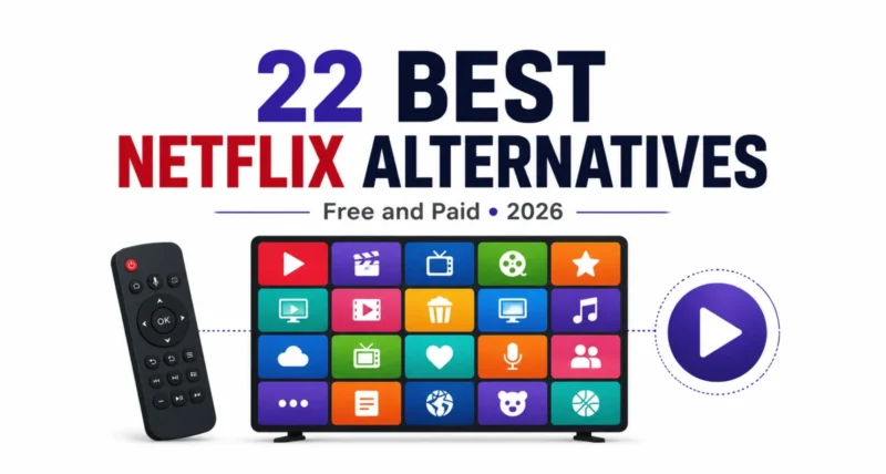 22 best Netflix alternatives for 2026 free and paid streaming services featured graphic