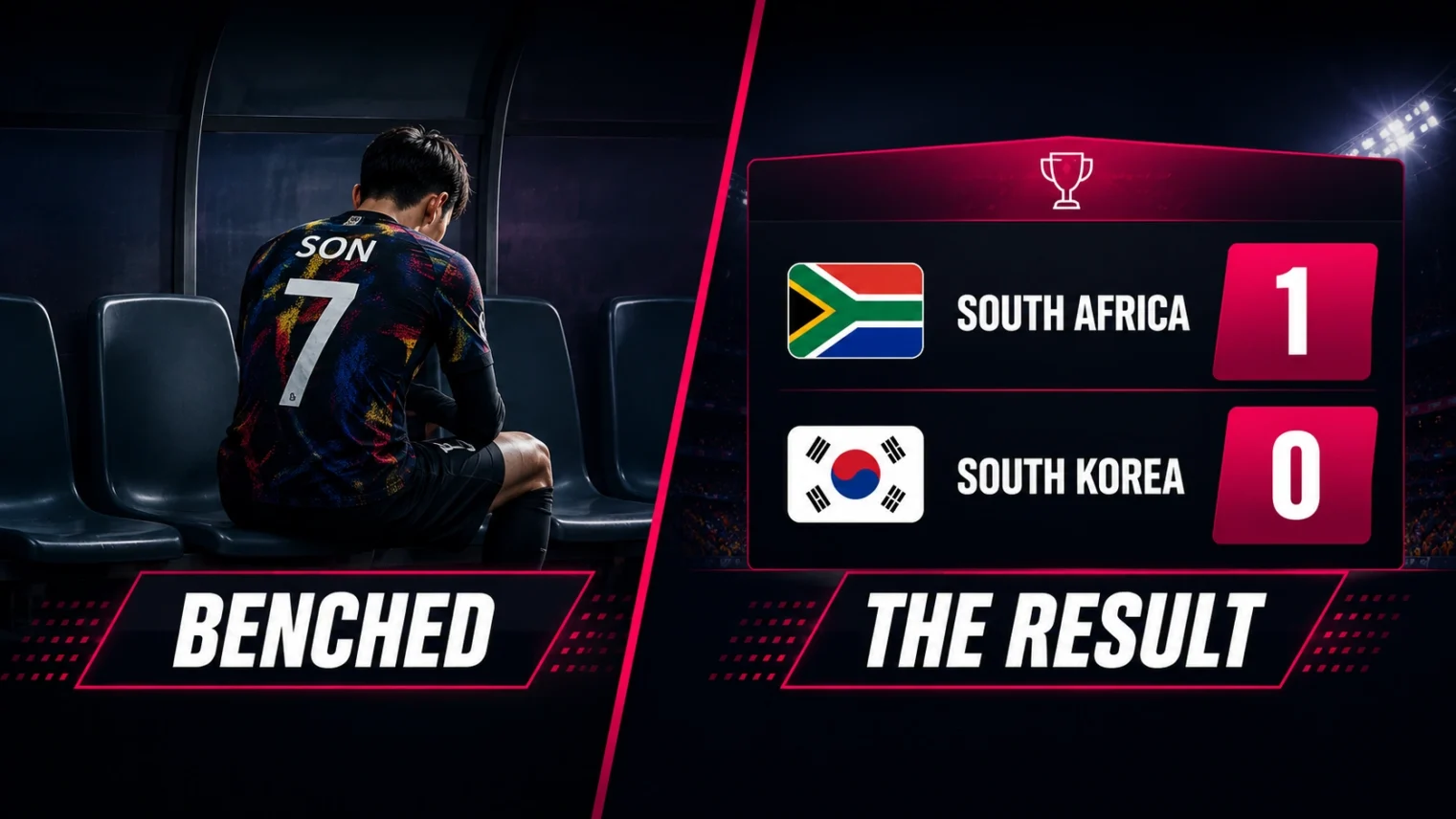 Son Heung-min benched as South Korea lose 1-0 to South Africa at World Cup 2026