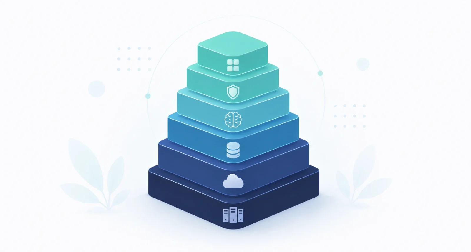 The Gemini for Government integrated AI stack, six connected layers from infrastructure to apps