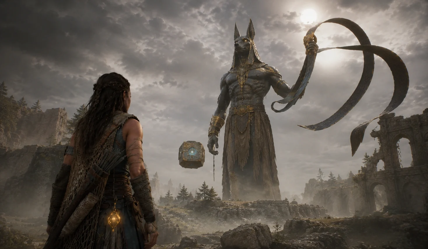 God of War Laufey screenshot showing the companions Phranque and Rue, or one of the new mythological gods