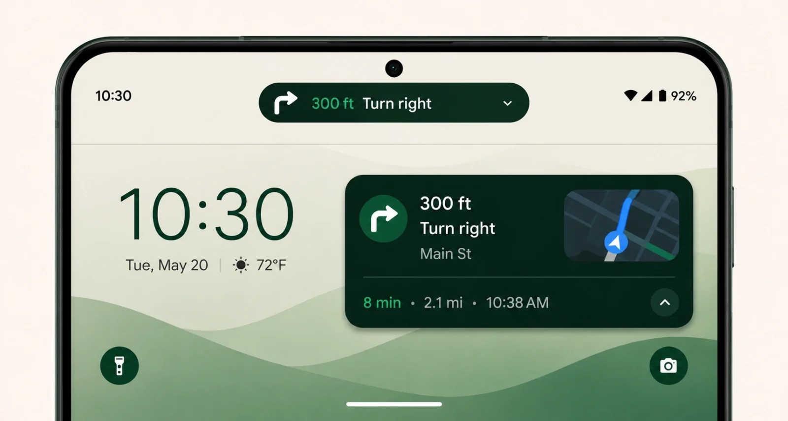 Google Maps Live Update in Android 16 status bar chip and lock screen
