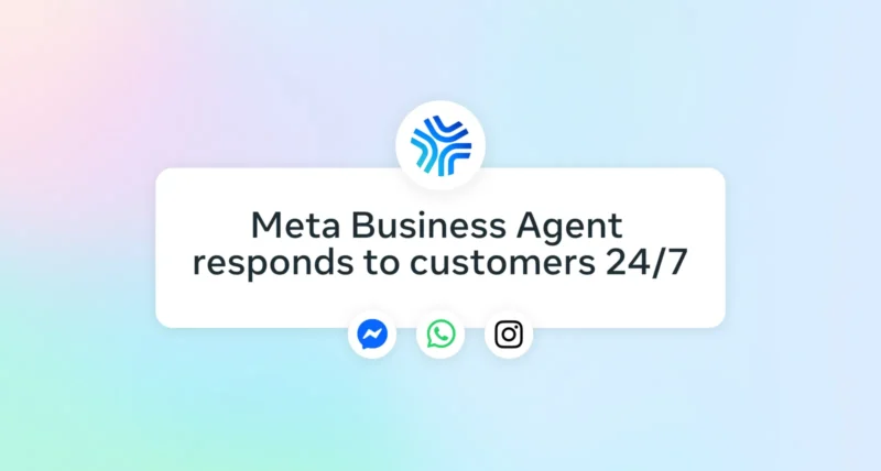Meta Business Agent AI assistant answering customer messages on WhatsApp, Messenger, and Instagram