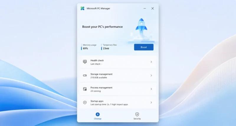 Microsoft PC Manager free app to clean and speed up your Windows PC