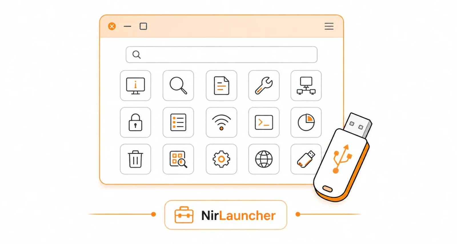 NirLauncher portable utilities pack on a USB drive illustration