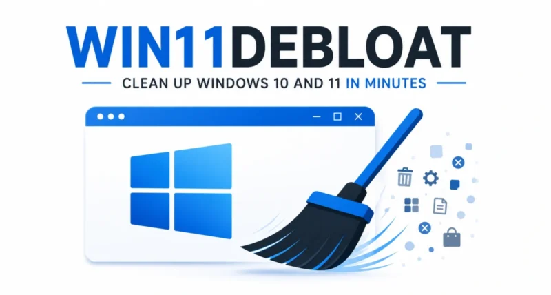 Win11Debloat tutorial clean up Windows 10 and 11 featured graphic