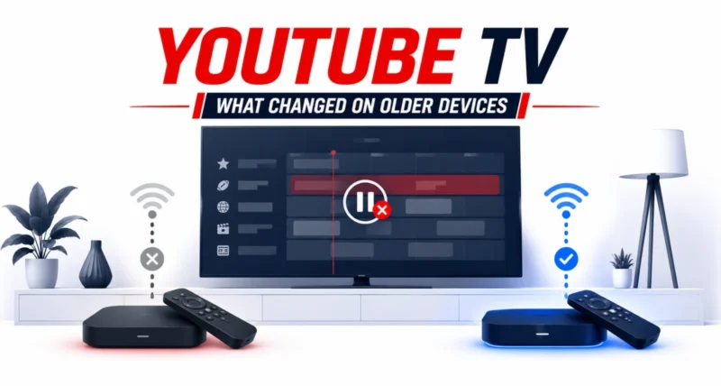 YouTube TV update removing background playback on older devices like Roku featured illustration
