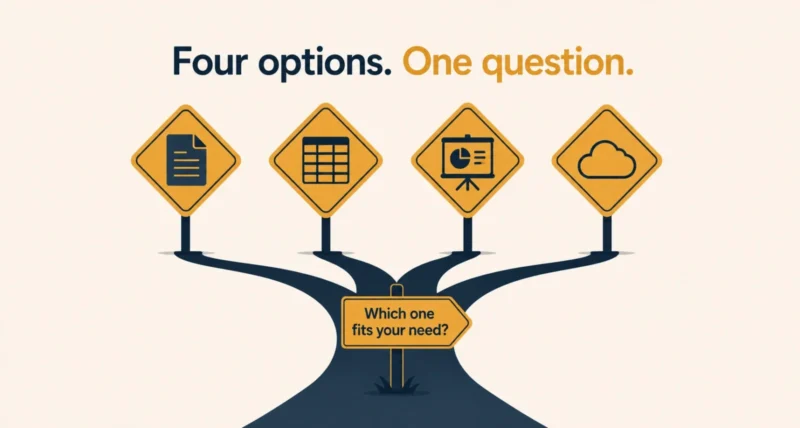 Free Microsoft Office alternatives shown as four routes from a single decision point