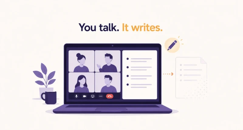 Google Meet automatic notes being written by Gemini during a video call
