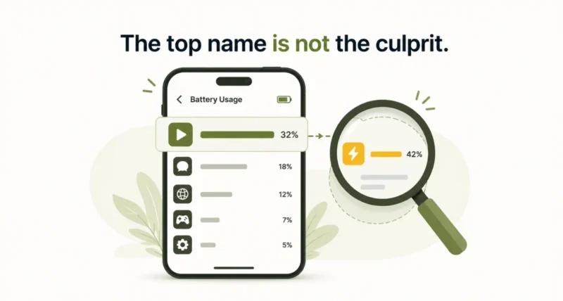 Google Play Services at the top of an Android battery usage list