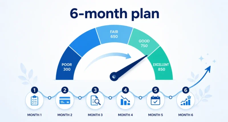 How to improve credit score in 6 months with a month-by-month plan