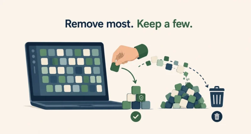 How to remove bloatware Windows 11 installs, sorting apps into keep and remove