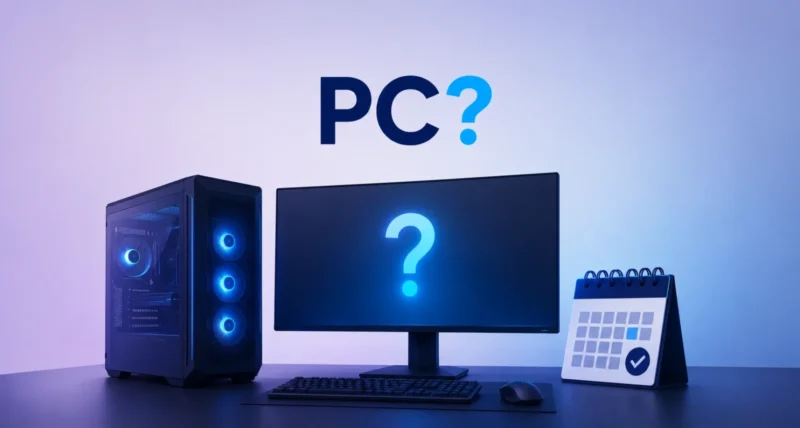 Is GTA 6 coming to PC, illustrated by a gaming PC with a question mark