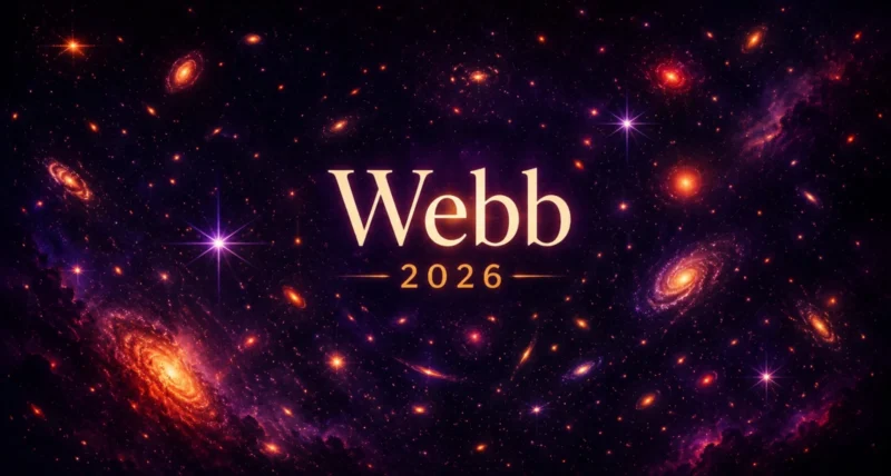 James Webb discoveries 2026 shown as a deep-space infrared field of galaxies