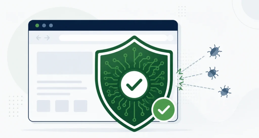 Safari 26.6 update security fixes concept showing a protected browser window behind a shield