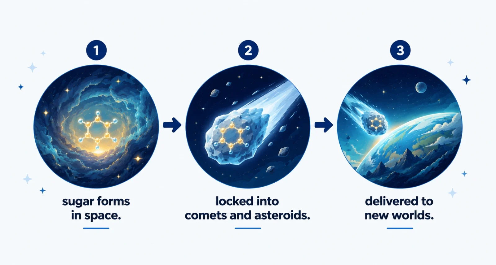 How sugar in space could be delivered to young planets by comets and asteroids