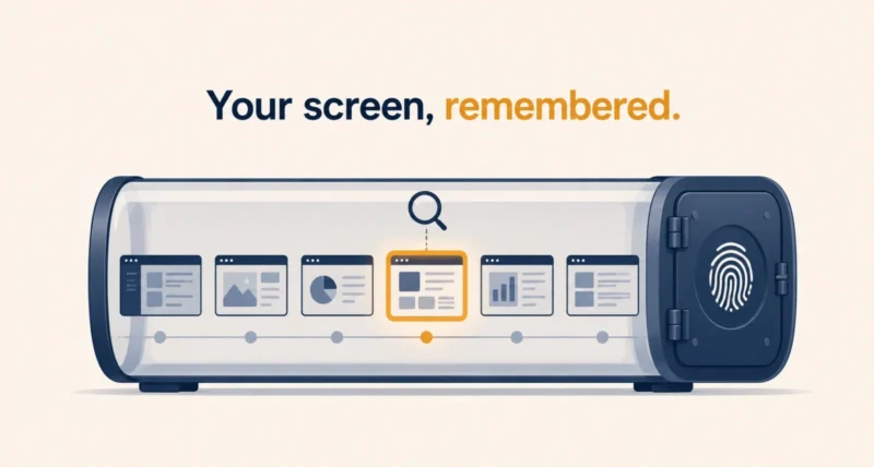 What is Windows Recall shown as a searchable timeline of screen snapshots behind a lock